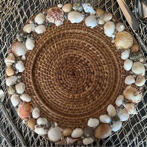 Custom Seashell Rattan Dinner Plate Chargers Set of 6